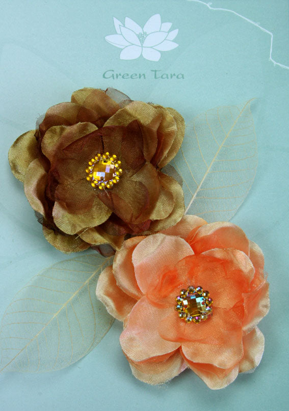 Fabric Flowers - Wild Rose Coffee Peach