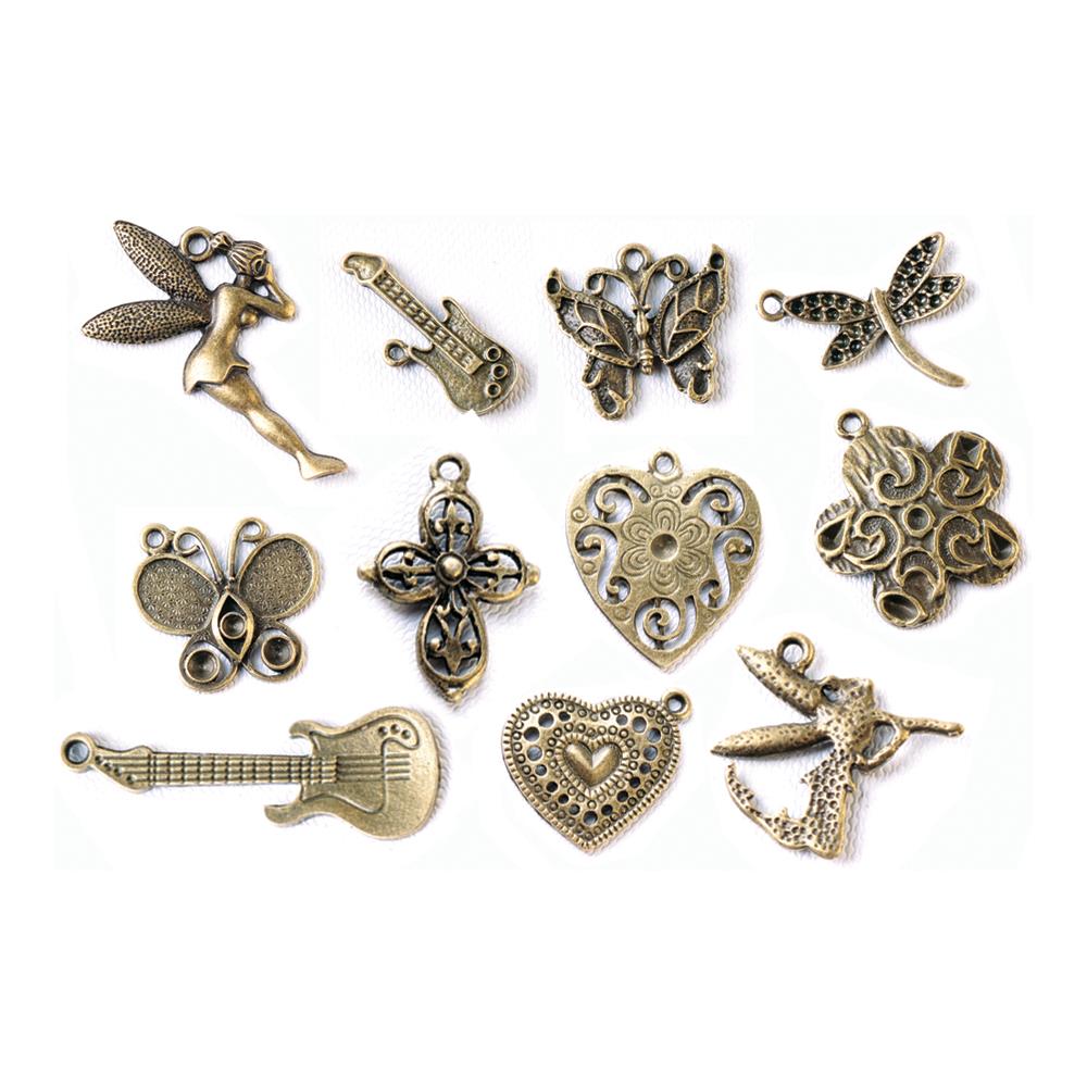 Filigree Embellishment Assortment - Old Brass 11pcs
