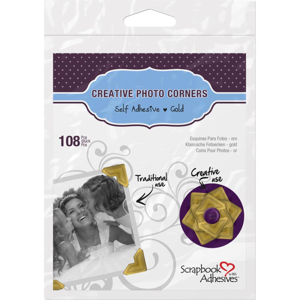 Scrapbook Adhesives Paper Photo Corners Self-Adhesive - Gold