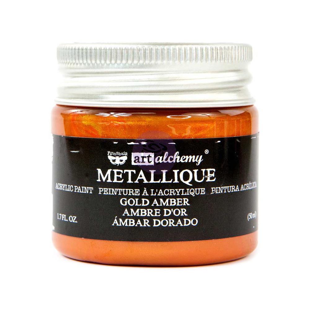 Finnabair Art Alchemy Acrylic Paint - Metallique Gold Amber