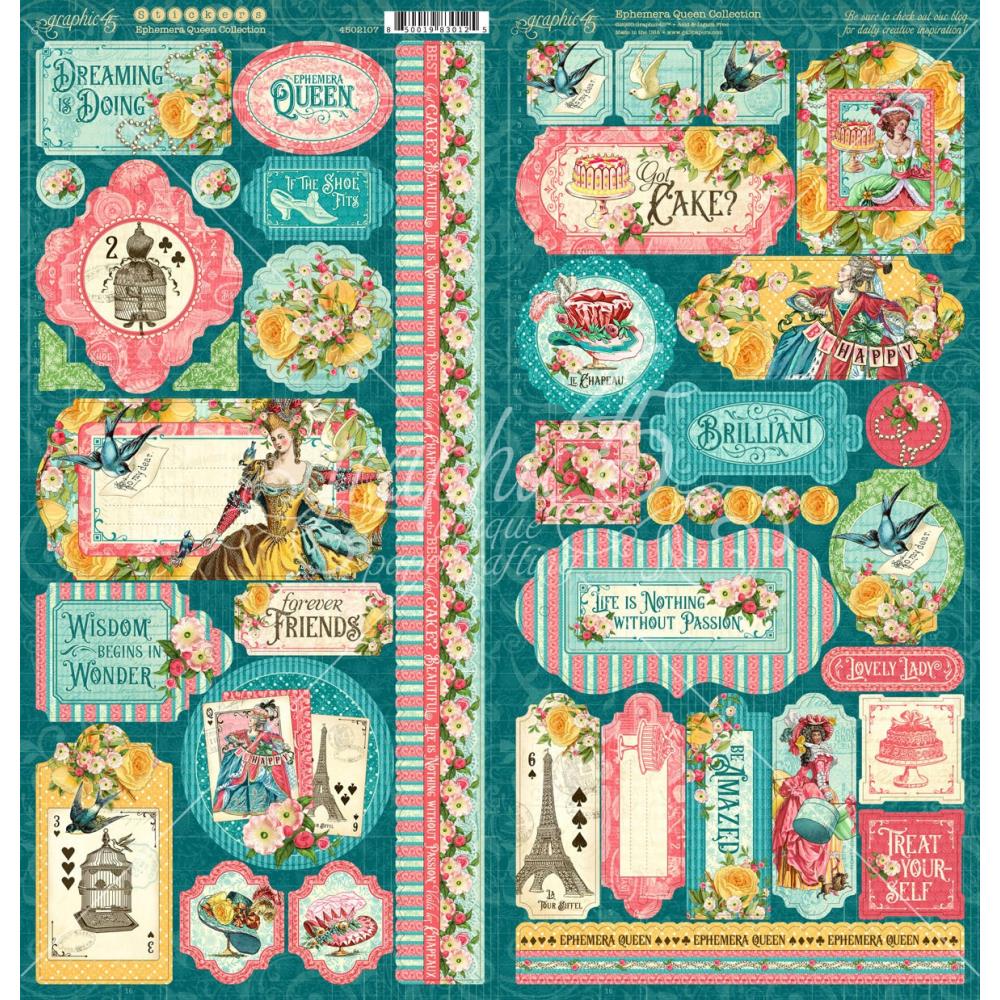 Graphic 45 - Cardstock Stickers - Ephemera Queen