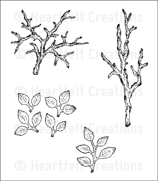 Heartfelt Creations- Leafy Branch Cling Stamp Set