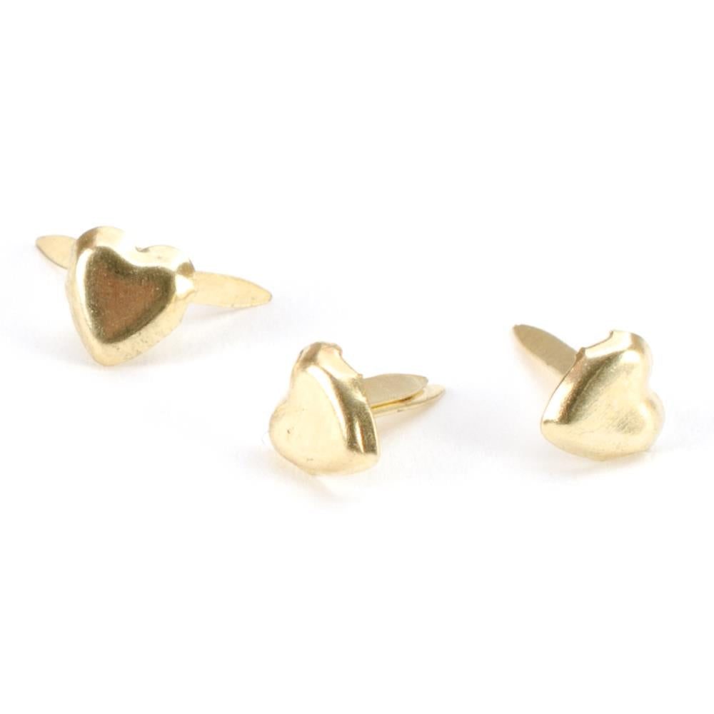 Mini Metal Paper Fasteners- Hearts - Gold