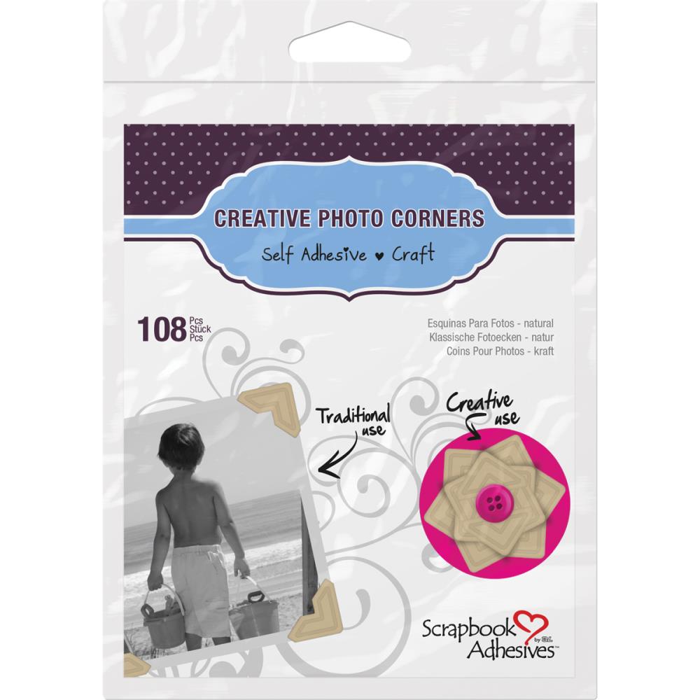 Scrapbook Adhesives Paper Photo Corners Self-Adhesive - Kraft