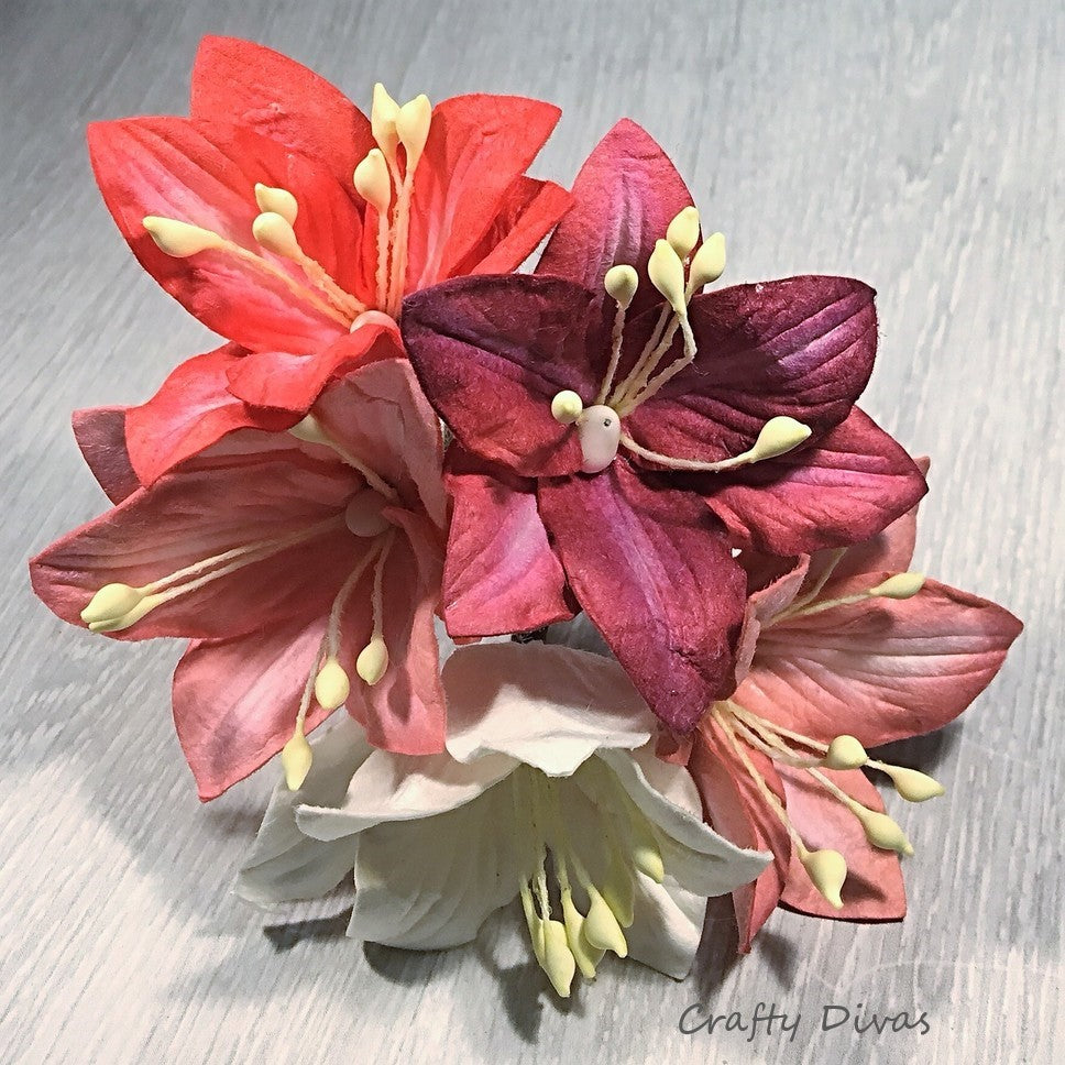 Mulberry Lily Flowers Large - Pinky Reds