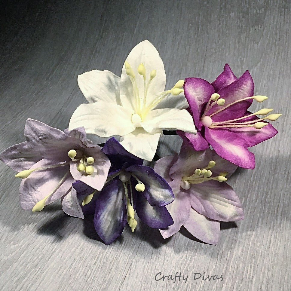 Mulberry Lily Flowers Large- Shades of Purple