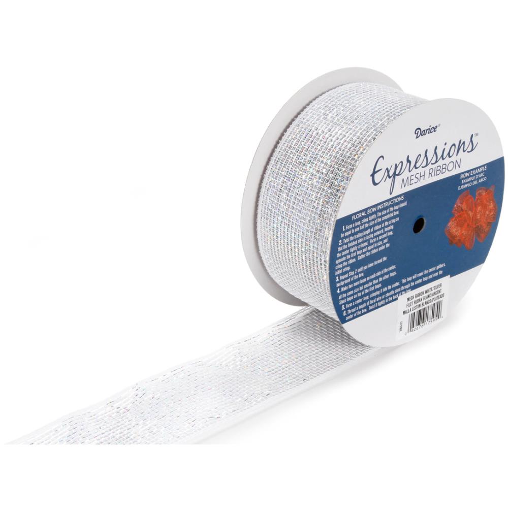 Metallic Mesh Ribbon - Holographic Silver