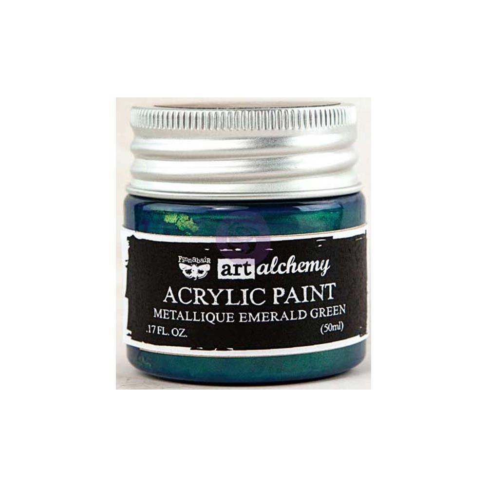 Finnabair Art Alchemy Acrylic Paint - Metallique Emerald Green