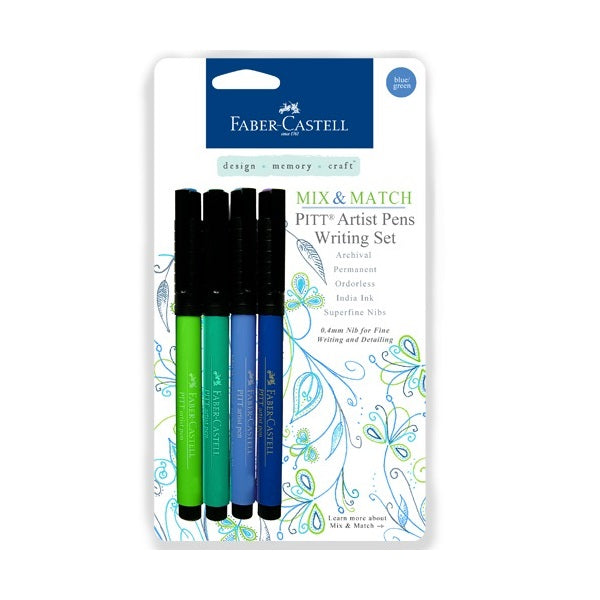 PITT Artist Pens Writing Set:- GREEN/BLUE