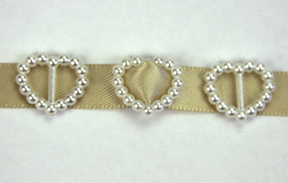 Pearl Heart Buckles 1.5cm - Ivory