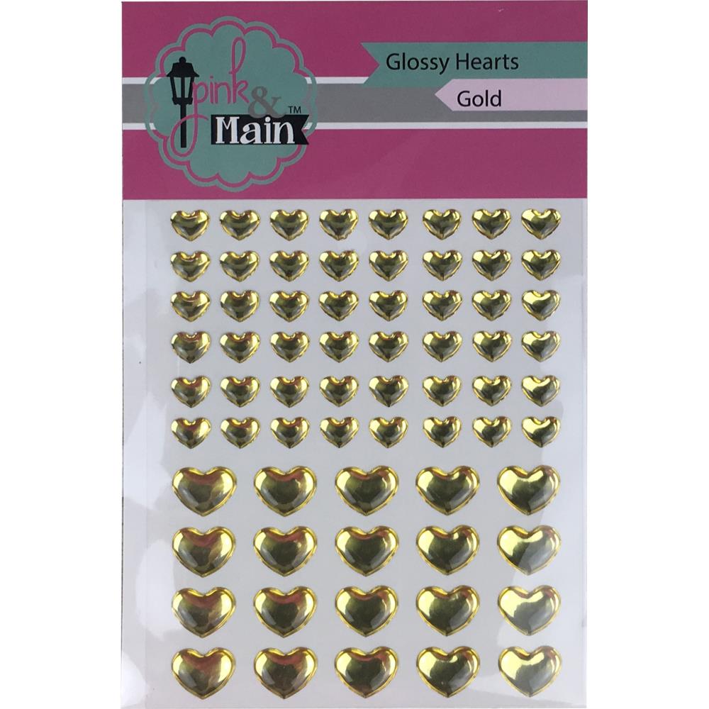 Pink & Main Glossy Adhesive Enamel Hearts - Gold