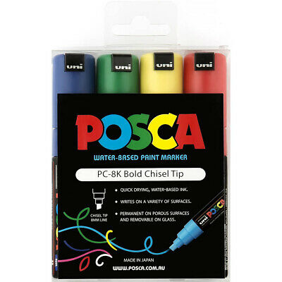 POSCA PC-8K Bold Chisel Tip 8.0mm line - Primary Colours