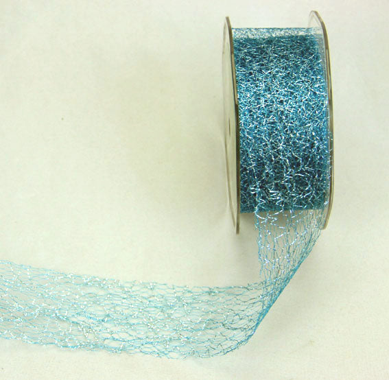 Fine Metallic Mesh 38mm - Turquoise Silver