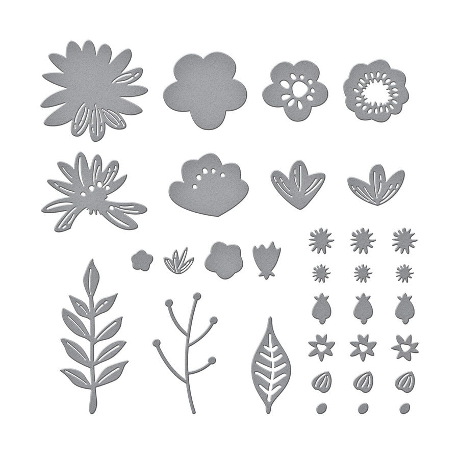 Spellbinders Etched Die - Simply Perfect Layered Blooms
