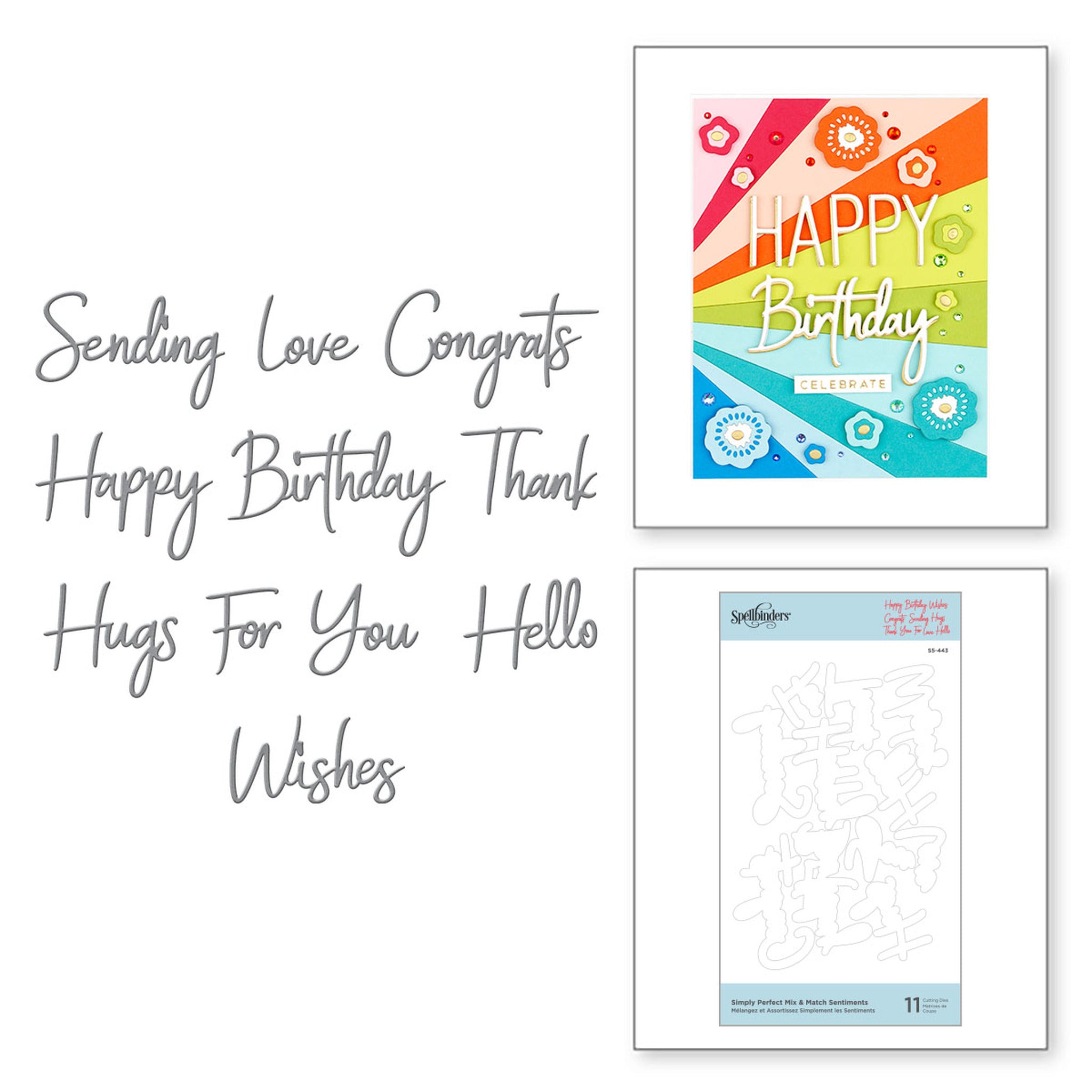 Spellbinders Etched Dies - Simply Perfect Mix & Match Sentiments