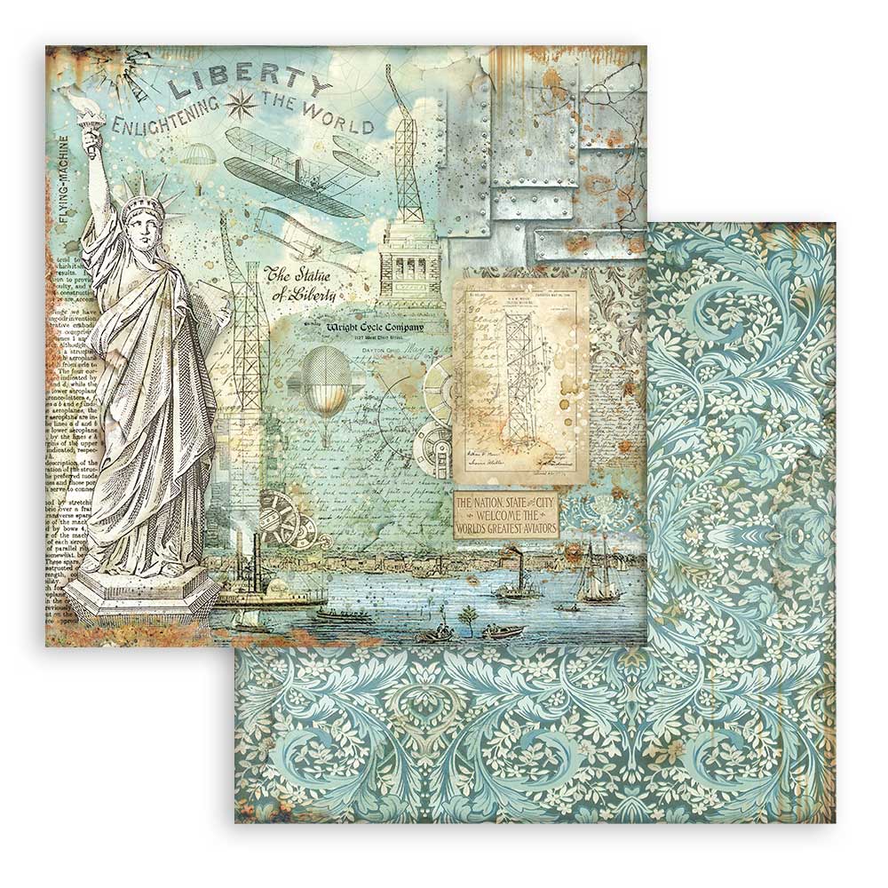 Stamperia Backgrounds Double-Sided Paper Pad 8x8 - Sir Vagabond Aviator