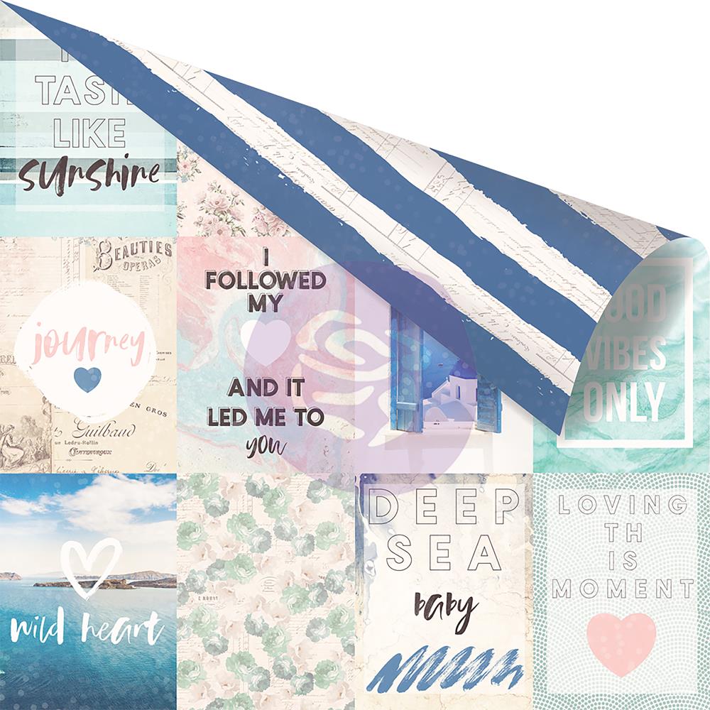 Santorini Aqua Foiled Double-Sided Cardstock- Santorini Moments
