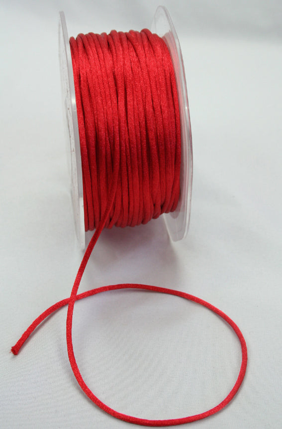 Satin String Ribbon- Rat tail- Red- 5m