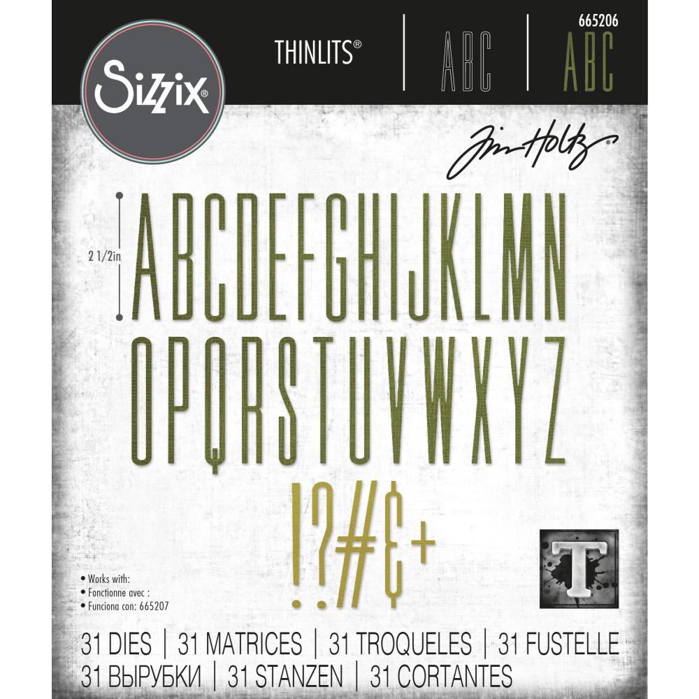 Sizzix Thinlits Dies By Tim Holtz - Alphanumeric Stretch Upper