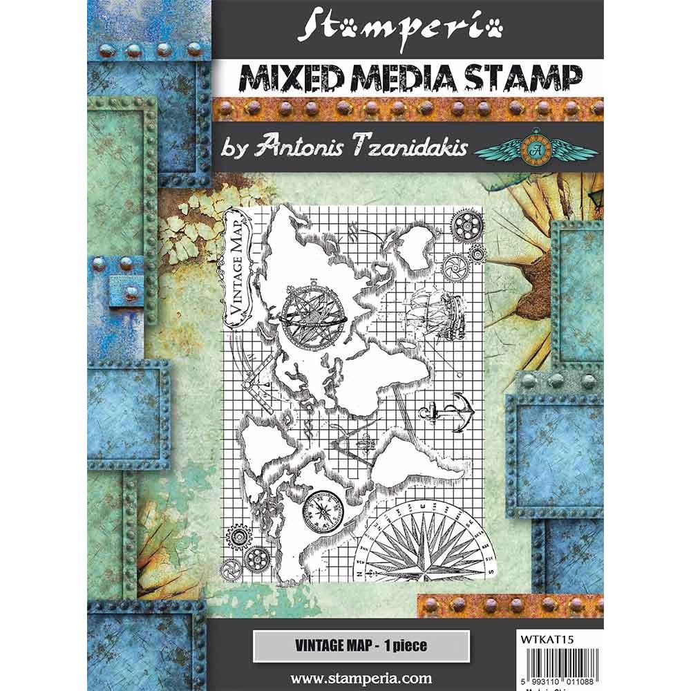 Stamperia Cling Rubber Stamp - Vintage Map - Sir Vagabond