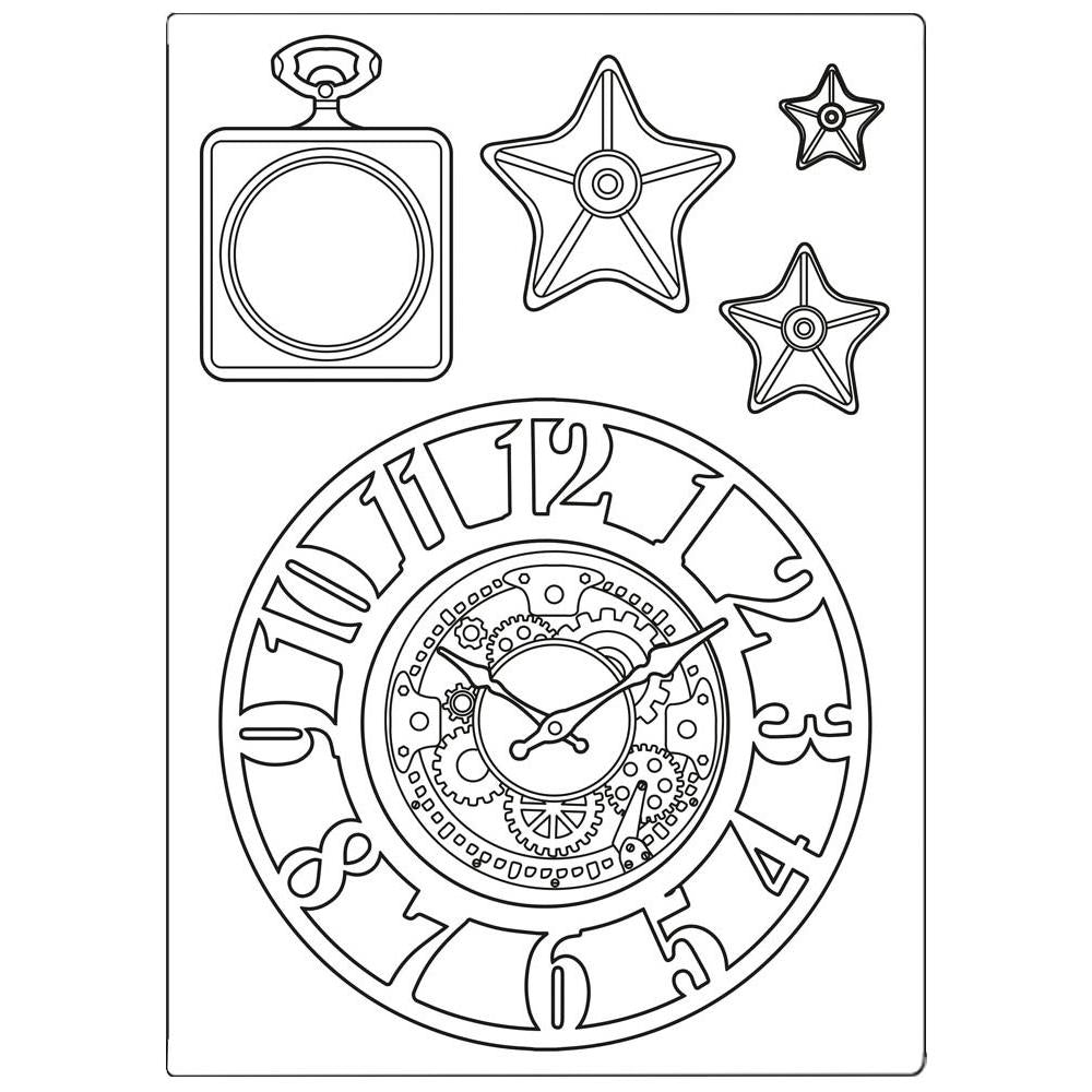 Stamperia Silicon Mould A5 - Clocks & Stars, Sir Vagabond