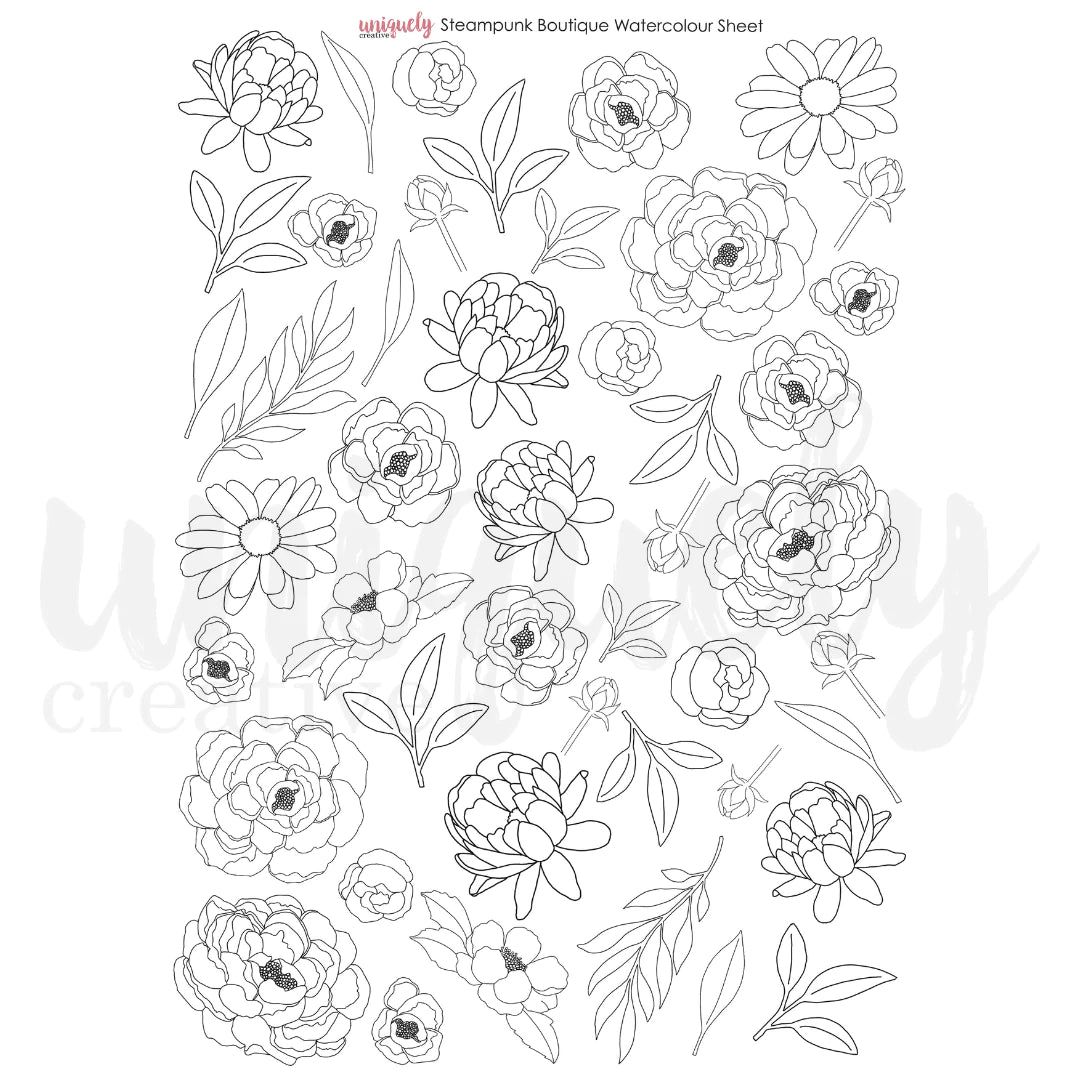Uniquely Creative - Watercolour Cut-a-parts Sheet - Steampunk Boutique