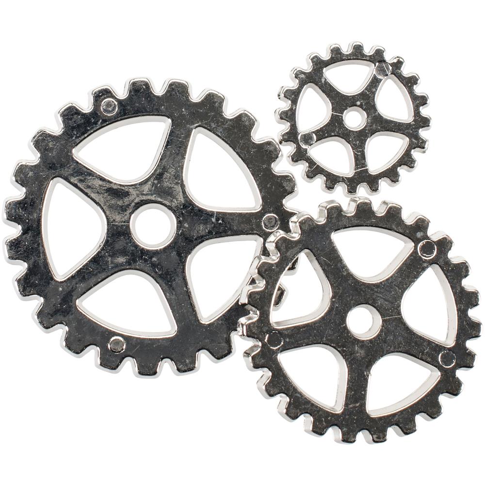 Steampunk Buttons - Silver Gear