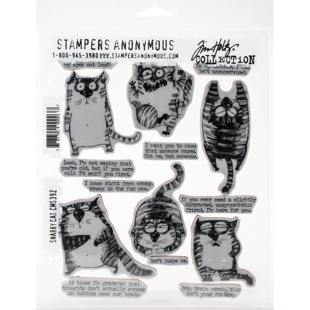 Tim Holtz Cling Rubber Stamp Set - Snarky Cat
