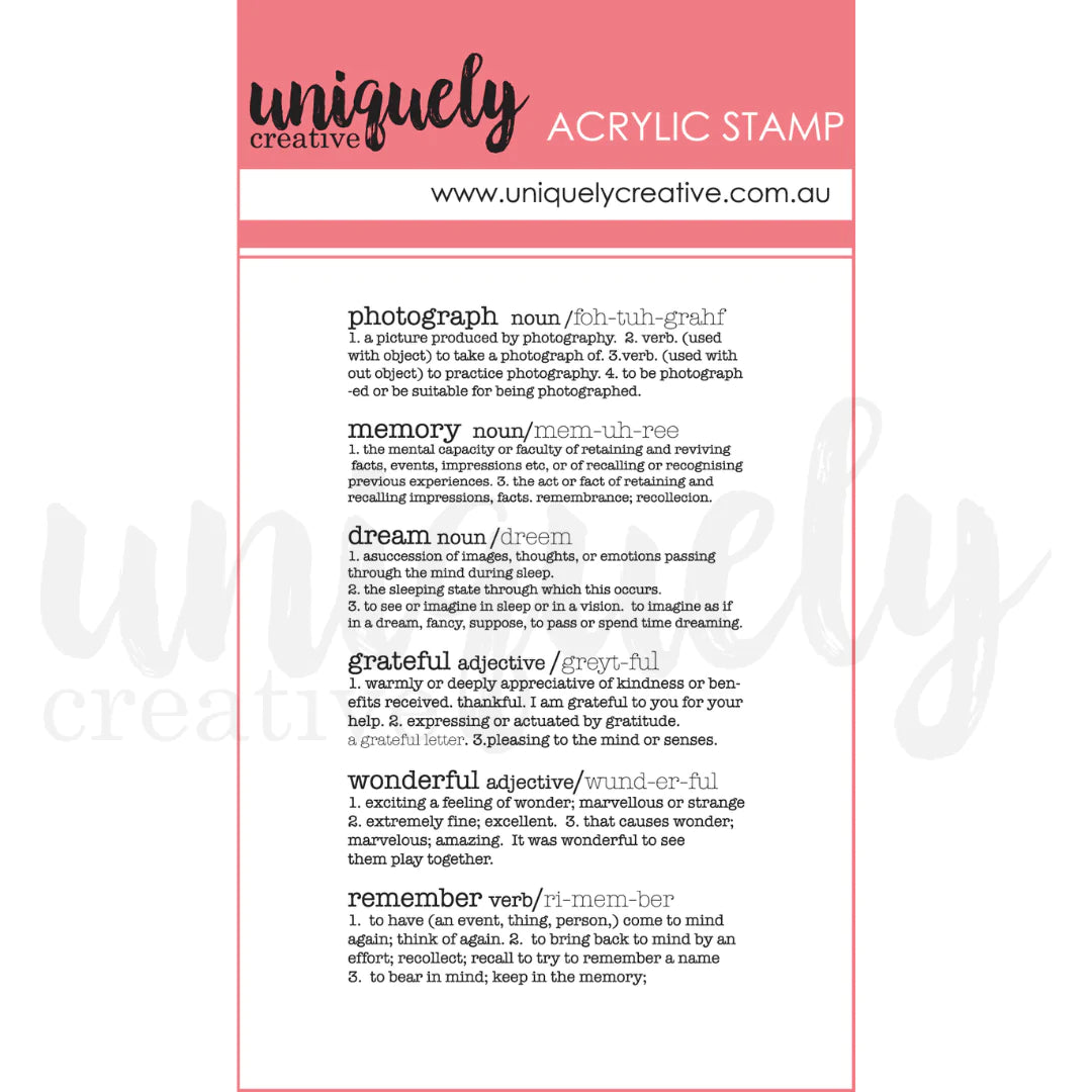 Uniquely Creative - Acrylic Mini Mark Making Stamp - Scrapbooking Definitions