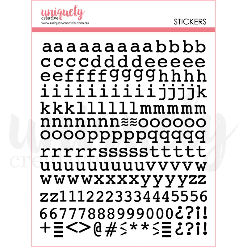 Uniquely Creative - Puffy Black Alpha Stickers