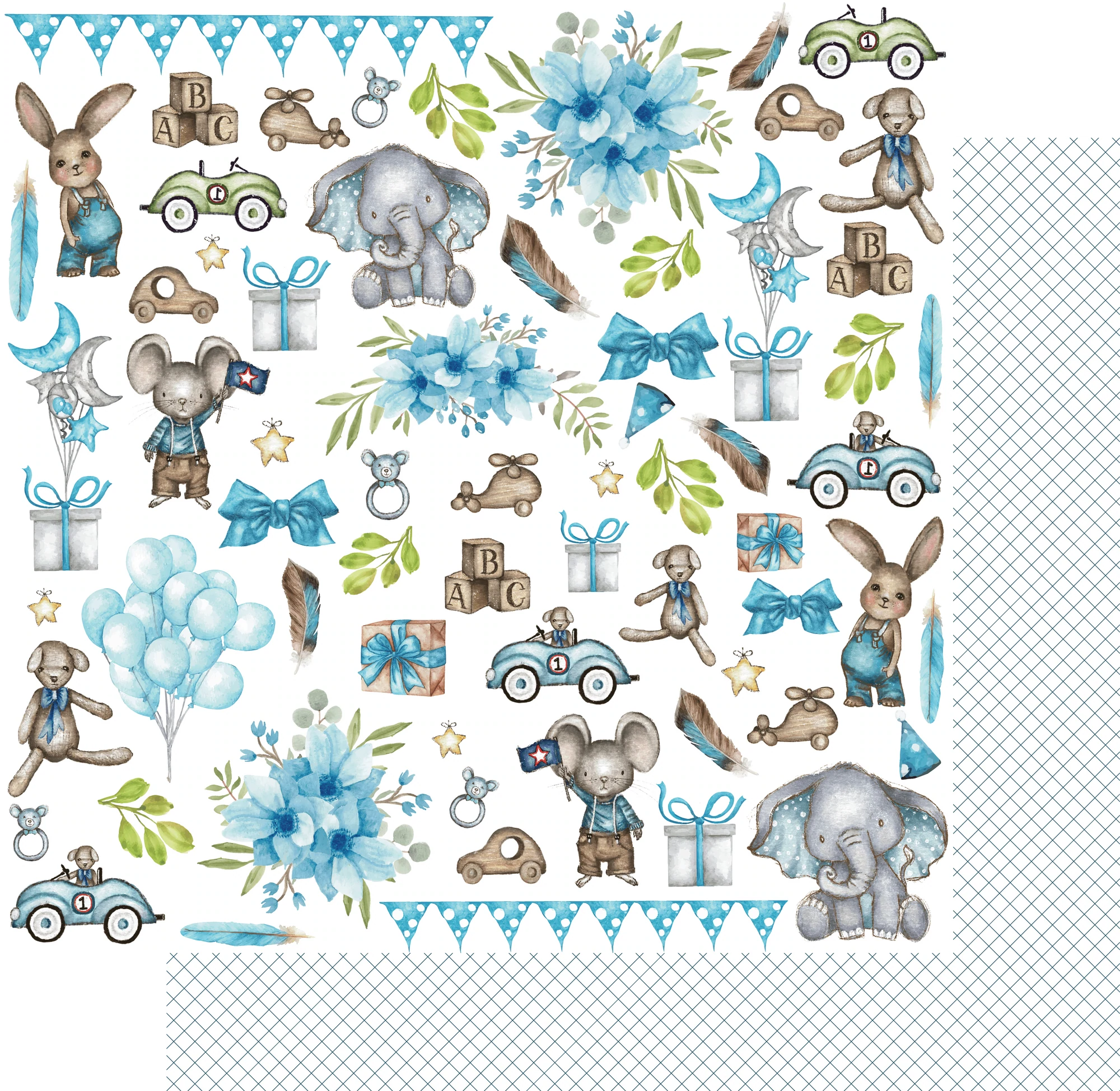 Uniquely Creative - Hey Baby Boy - Snuggle Bunny - Fussy Cuts Paper