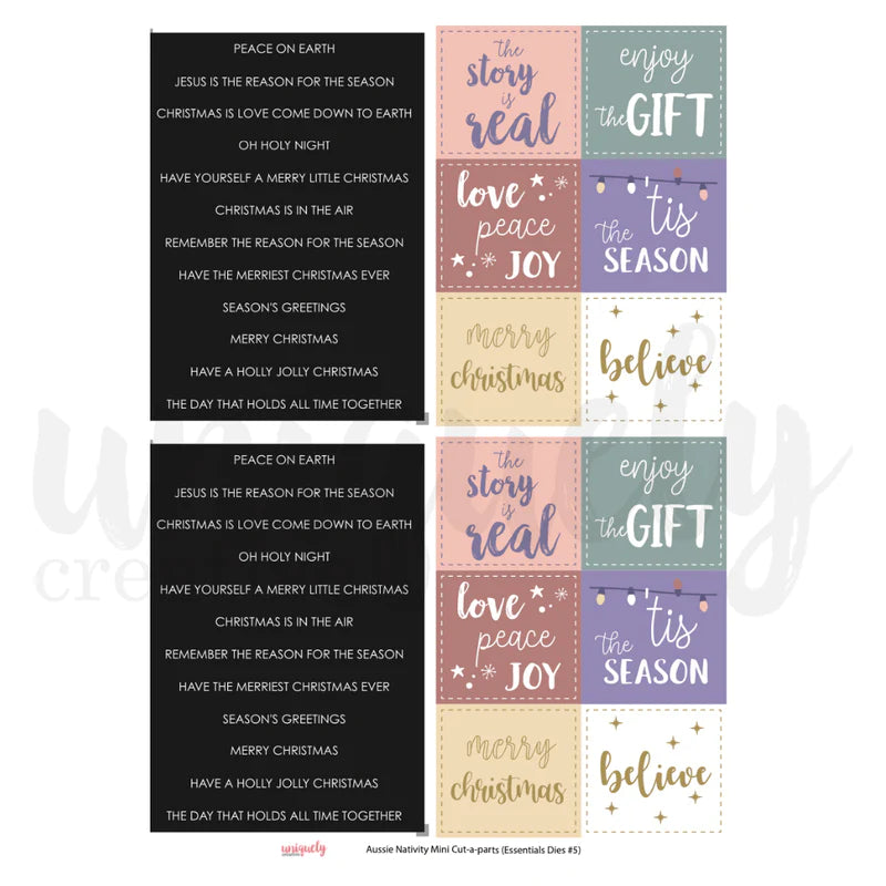Uniquely Creative - Mini Cut-a-parts Sheet - Aussie Nativity