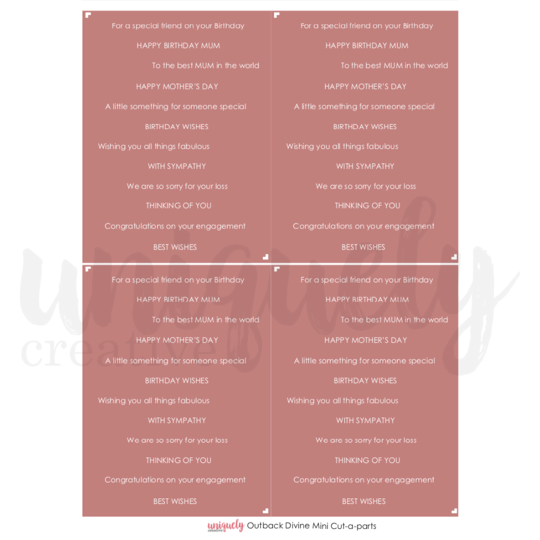 Uniquely Creative - Outback Divine - Mini Cut-A-Part Sheet