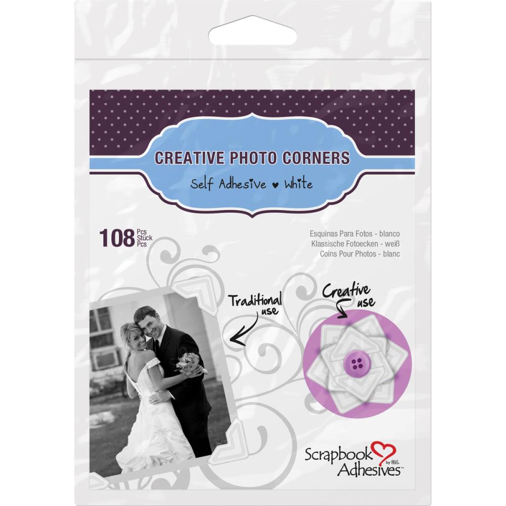 Scrapbook Adhesives Paper Photo Corners Self-Adhesive - White