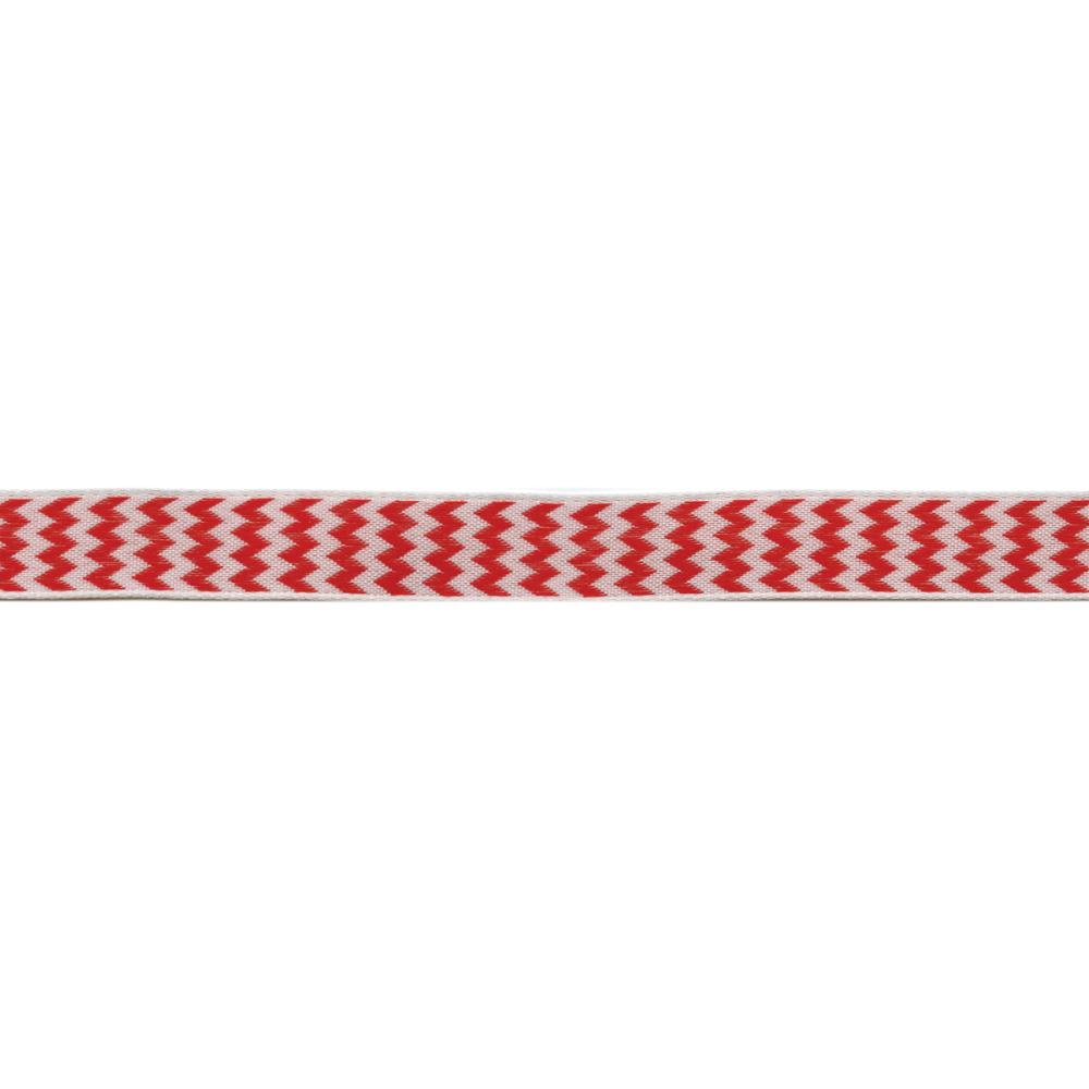 Wired Woven Chevron Stripes Ribbon 5/8"- Red & White
