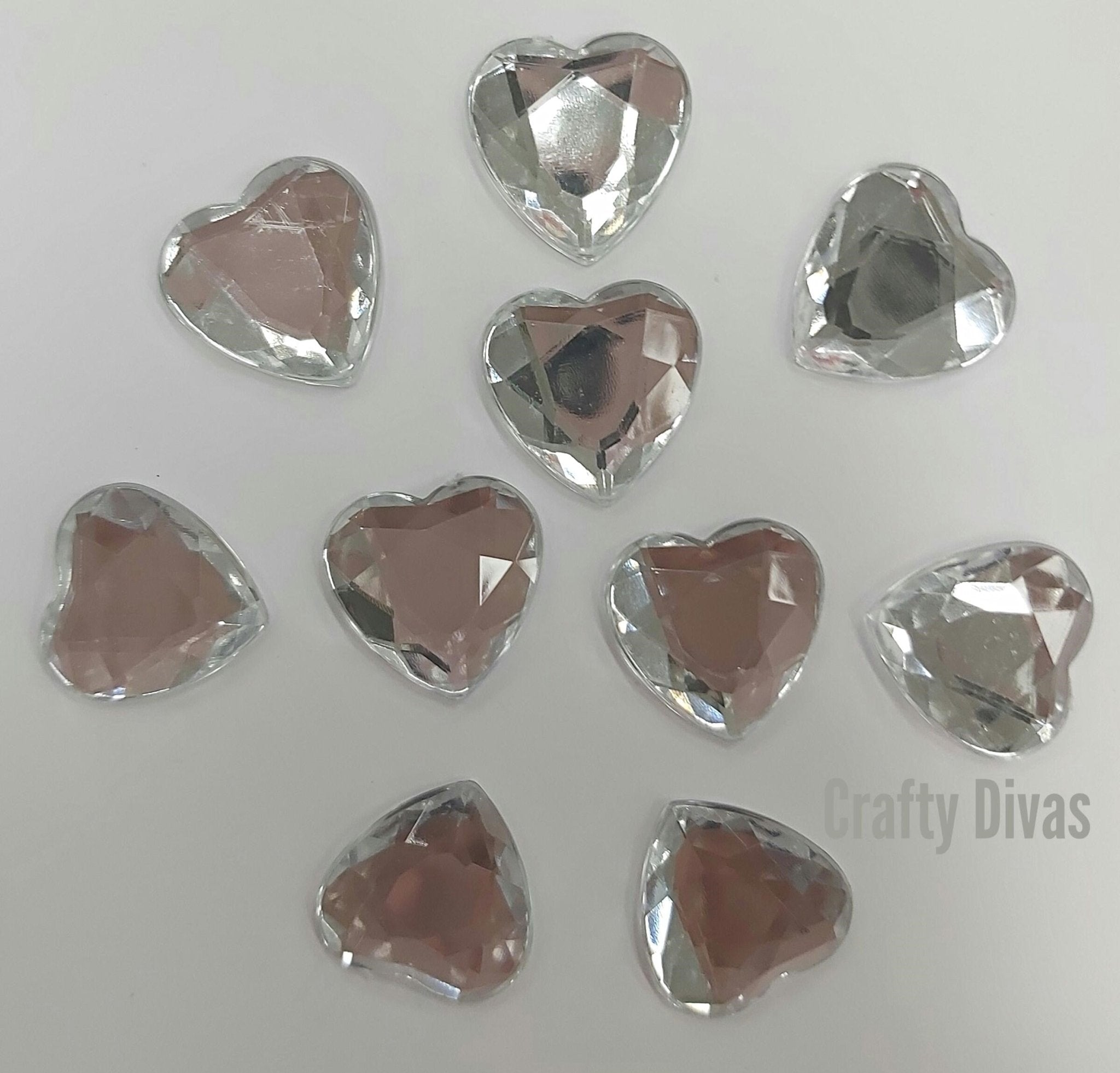 Acrylic Rhinestone Flatback Hearts - Crafty Divas