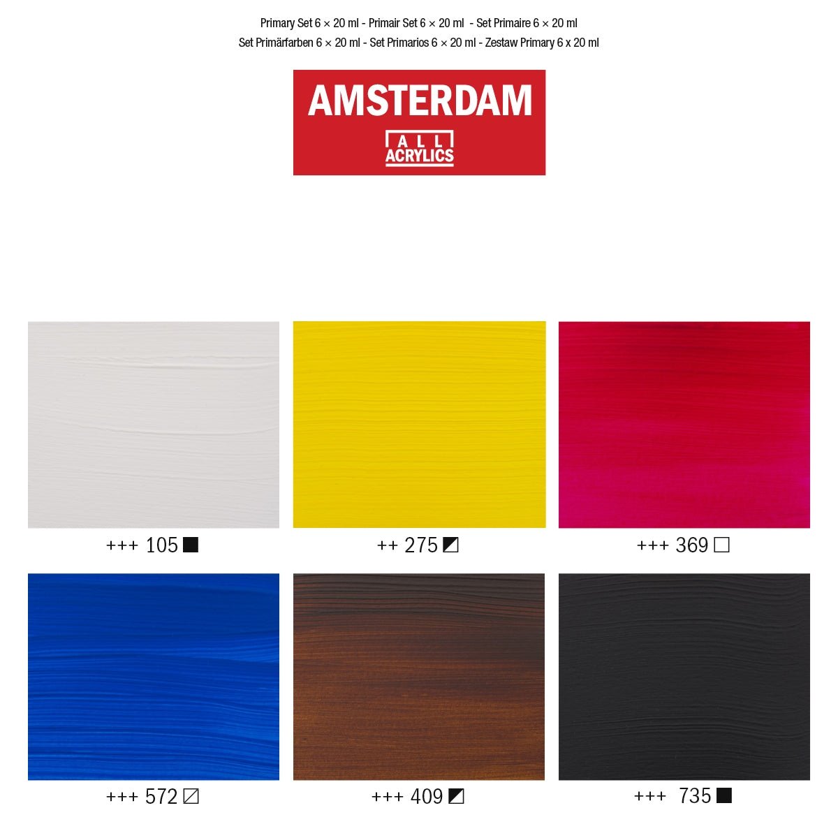Amsterdam Acrylic Primary Set 6X20ml - Crafty Divas