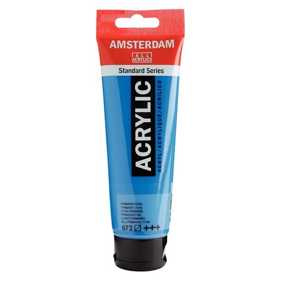 Amsterdam All Acrylics Paint - Primary Cyan 572 - Crafty Divas
