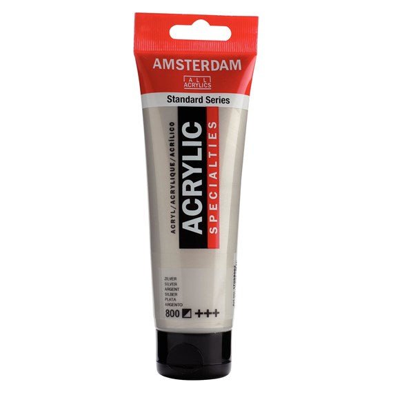 Amsterdam All Acrylics Paint - Silver 800 - Crafty Divas