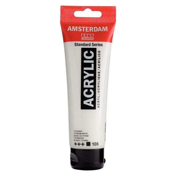Amsterdam All Acrylics Paint - Titanium White 105 - Crafty Divas