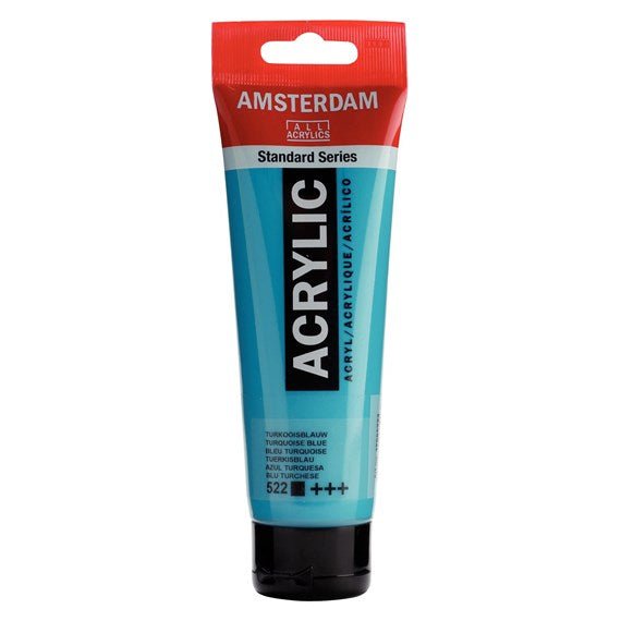 Amsterdam All Acrylics Paint - Turquoise Blue 522 - Crafty Divas