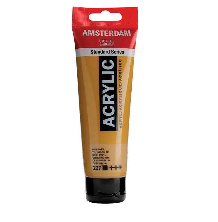 Amsterdam All Acrylics Paint - Yellow Ochre 227 - Crafty Divas