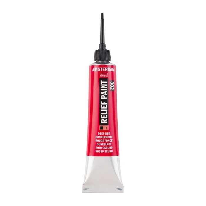 Amsterdam Relief Paint 20ml Deep Red 302 - Crafty Divas