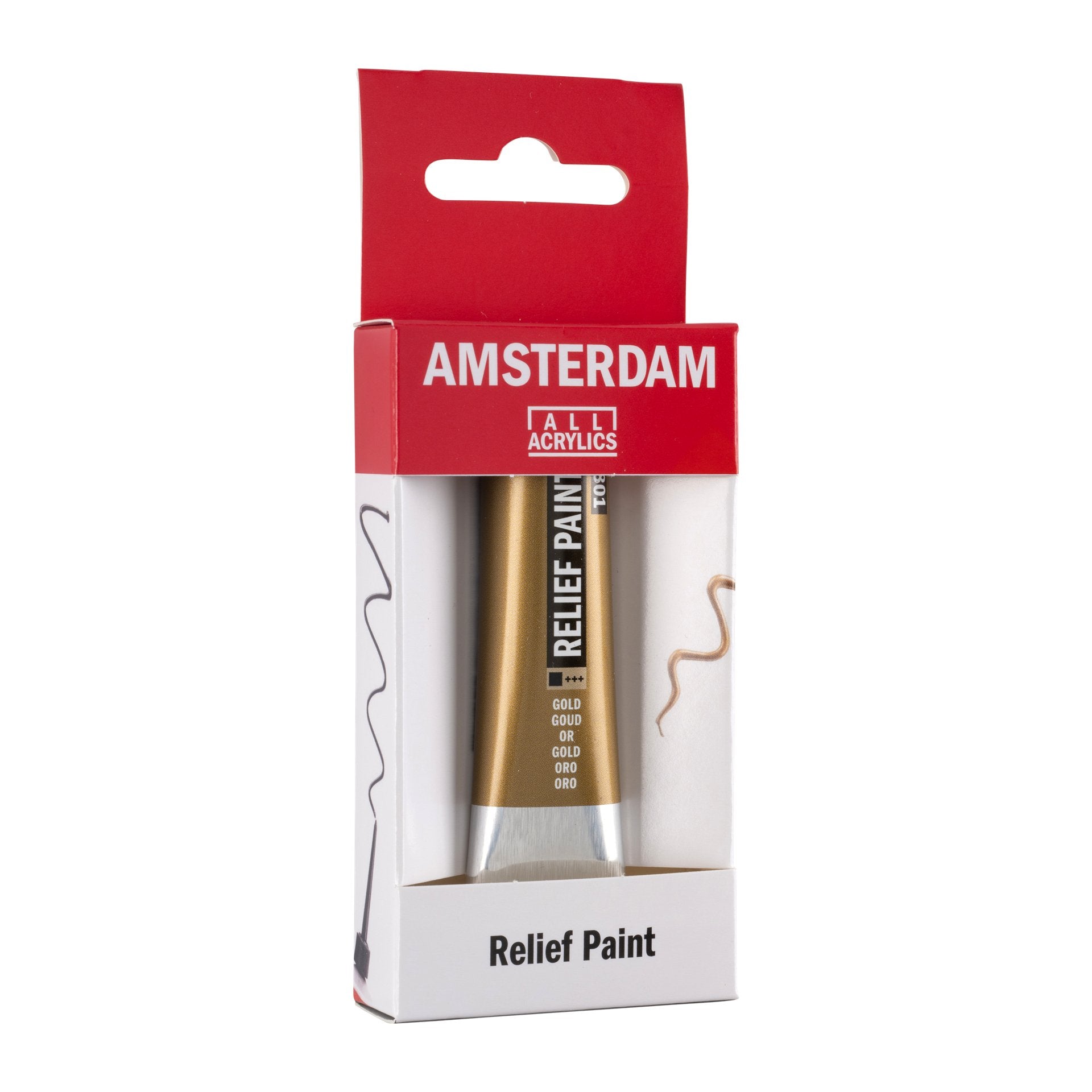 Amsterdam Relief Paint 20ml Gold 801 - Crafty Divas