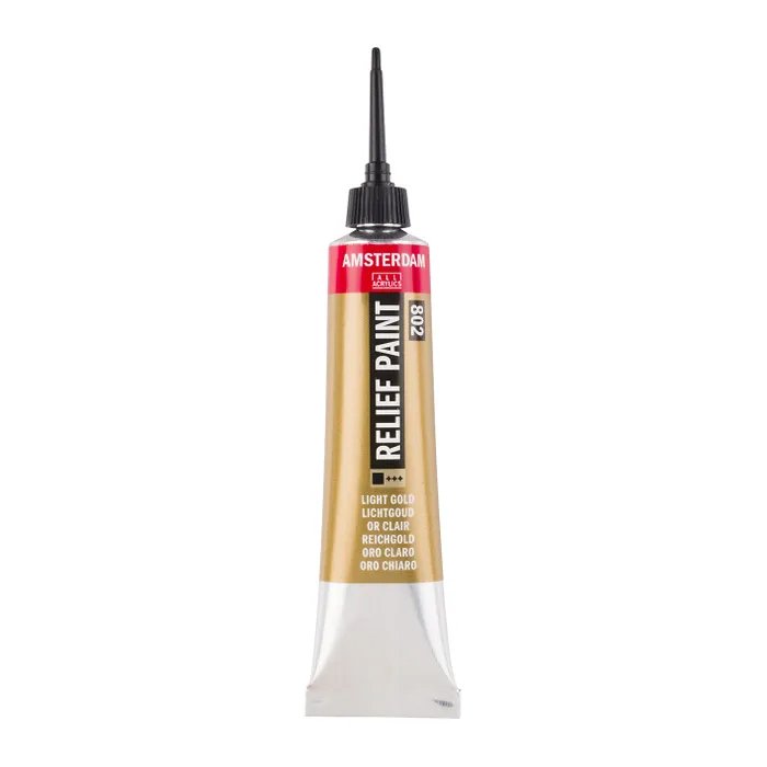 Amsterdam Relief Paint 20ml Light Gold 802 - Crafty Divas
