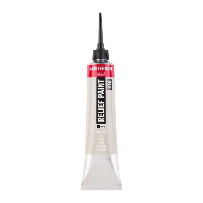 Amsterdam Relief Paint 20ml Pewter 815 - Crafty Divas