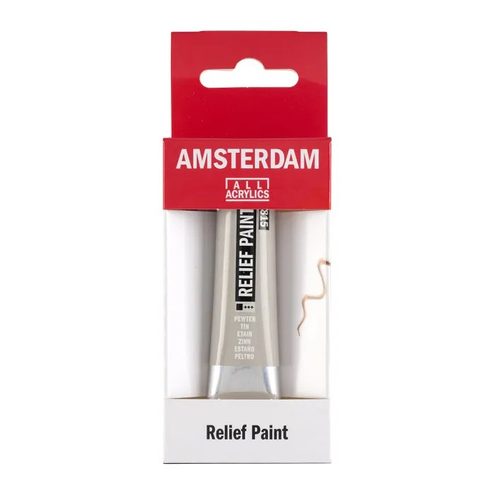 Amsterdam Relief Paint 20ml Pewter 815 - Crafty Divas