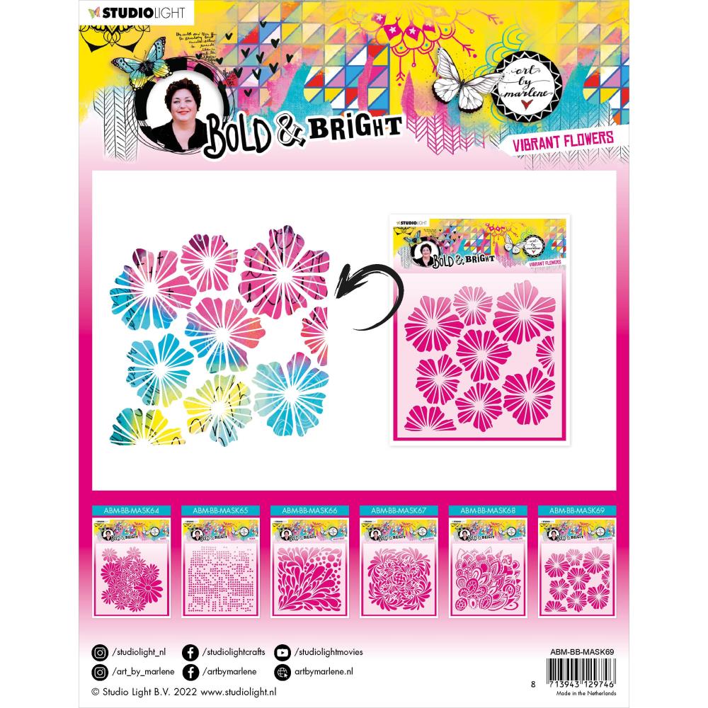 Art By Marlene Stencil - Nr. 69. Vibrant Flowers - Crafty Divas