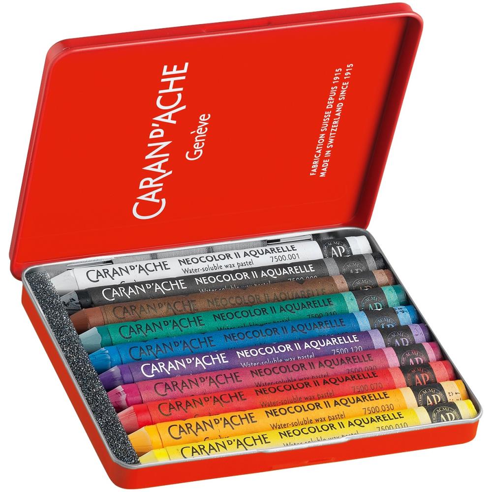 Caran D'Ache NeoColor II Water Soluble Wax Pastel Set - 10 pack - Crafty Divas