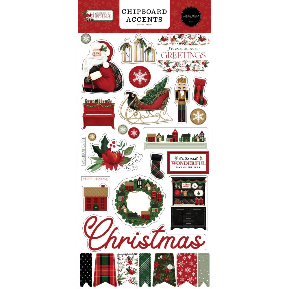 Carta Bella Chipboard 6X13 - Accents A Wonderful Christmas - Crafty Divas